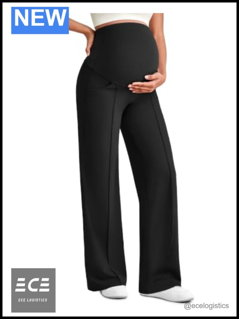 Maternity Dress Pants Pregnancy Slacks Full Belly Coverage 4-Way Stretch